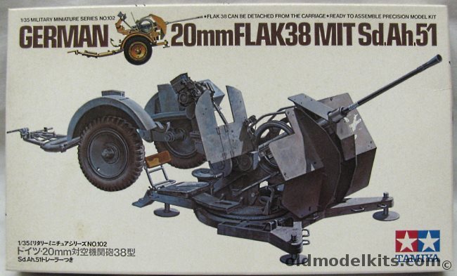 Tamiya 1/35 German 20mm Flakvierling 38 With Sd.Ah.51, 3602-400 plastic model kit